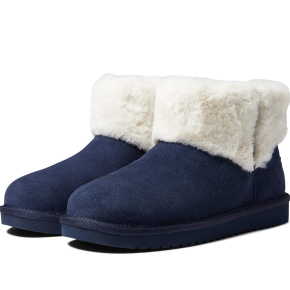 New WOMENS SIZE 6 INSIGNIA BLUE KOOLABURRA UGG AUBREI MINI SUEDE BOOTS - Picture 2 of 8